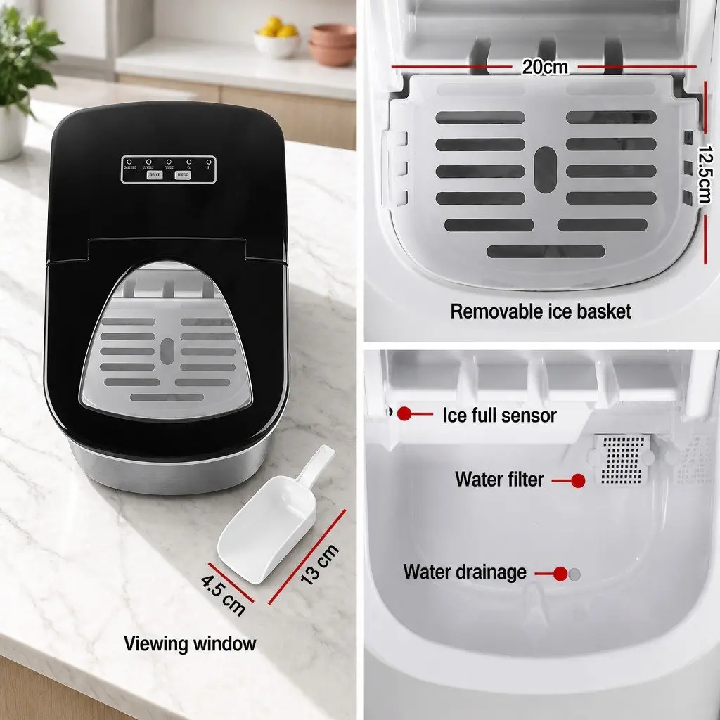Ice Maker Portable Countertop Quick Freezing 2.4L Water Tank Silver