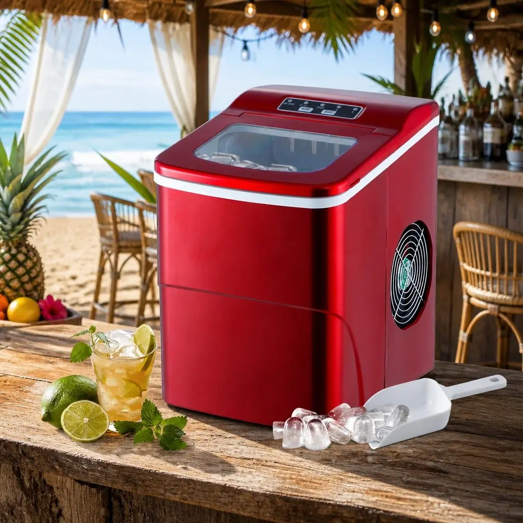 Portable Ice Maker Machine 2L Home Bar Quick Easy Red