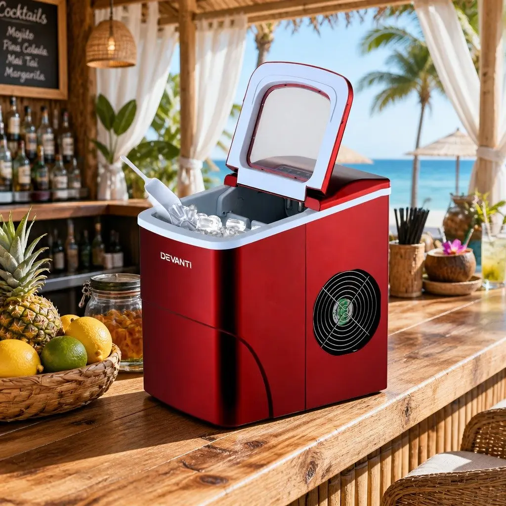 Portable Ice Maker Machine 2L Home Bar Quick Easy Red