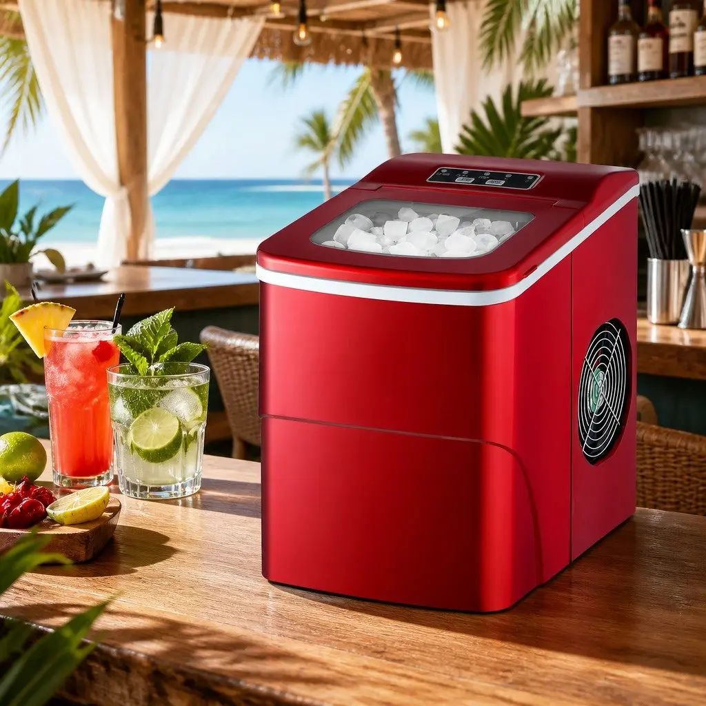 Portable Ice Maker Machine 2L Home Bar Quick Easy Red