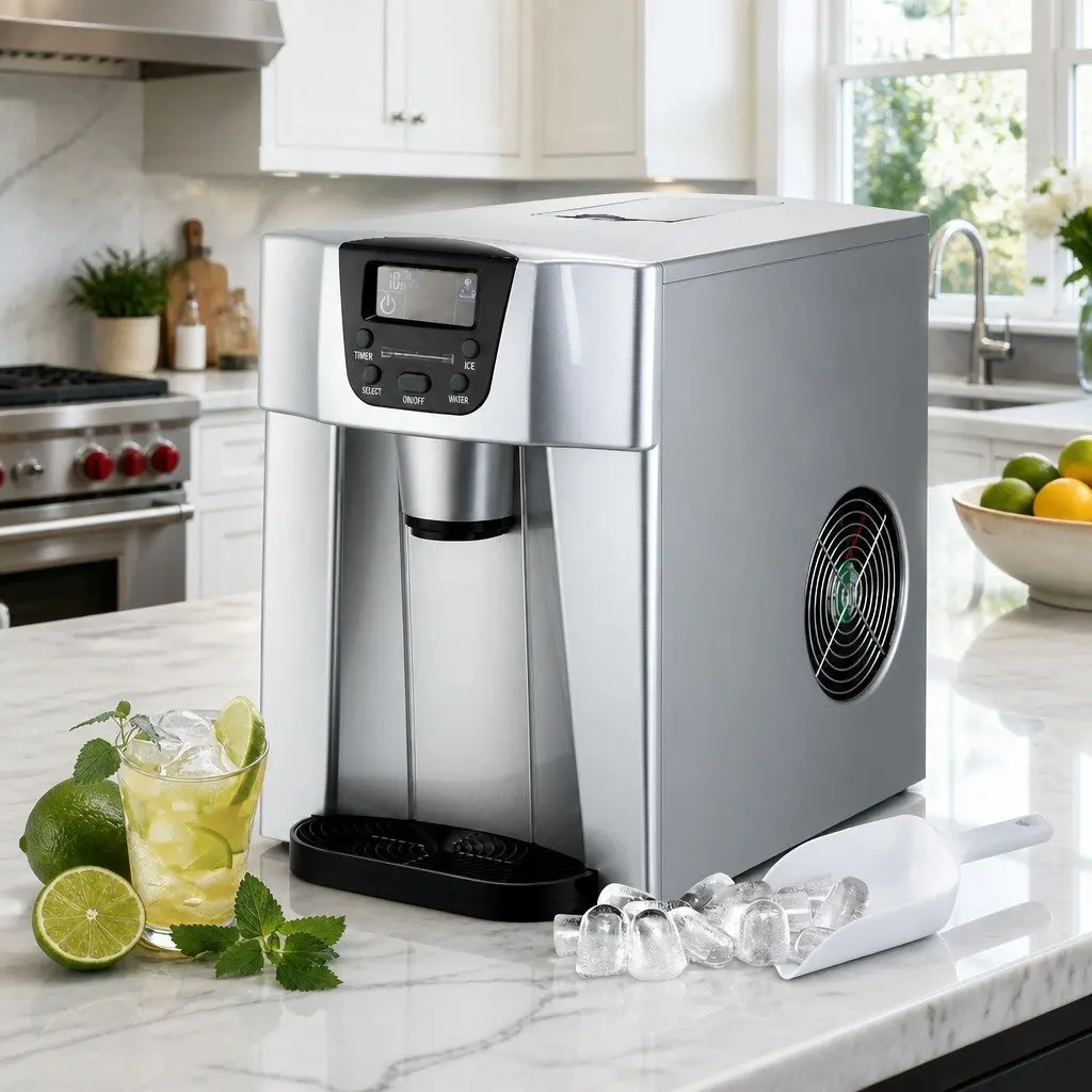 Ice Maker Portable Countertop Ice Cube Machine 2L Water Dispenser Silver