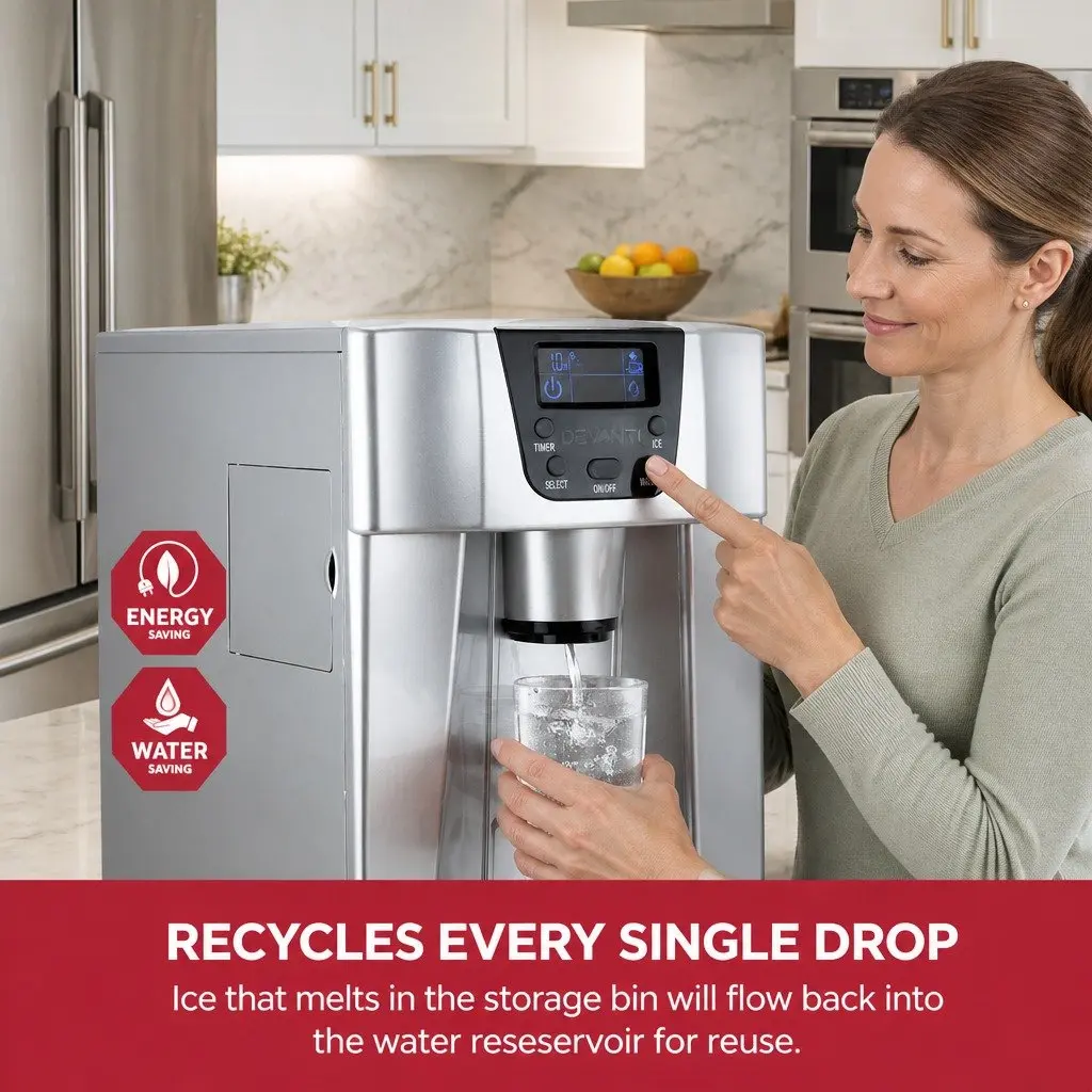 Ice Maker Portable Countertop Ice Cube Machine 2L Water Dispenser Silver
