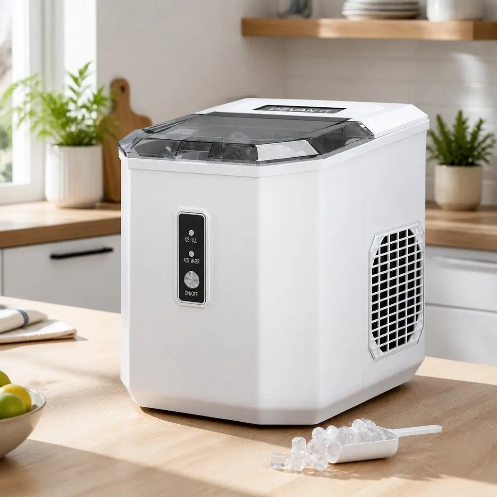 Ice Maker Machine Portable Countertop Ice Cube Maker 12kg Daily Capacity White
