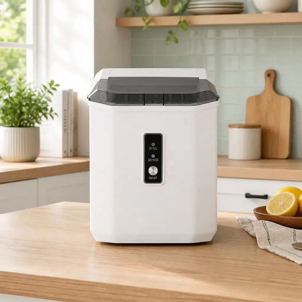 Ice Maker Machine Portable Countertop Ice Cube Maker 12kg Daily Capacity White