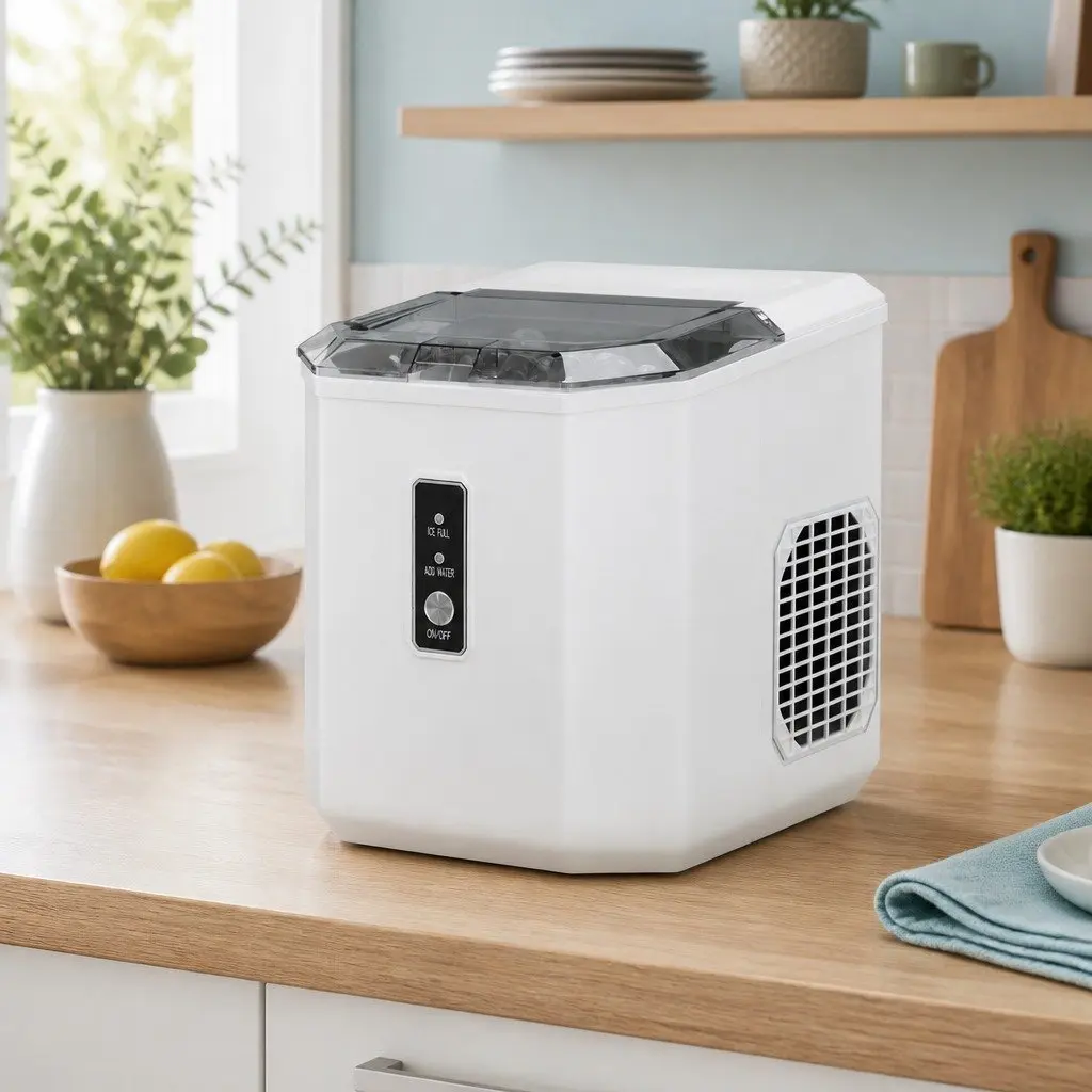 Ice Maker Machine Portable Countertop Ice Cube Maker 12kg Daily Capacity White