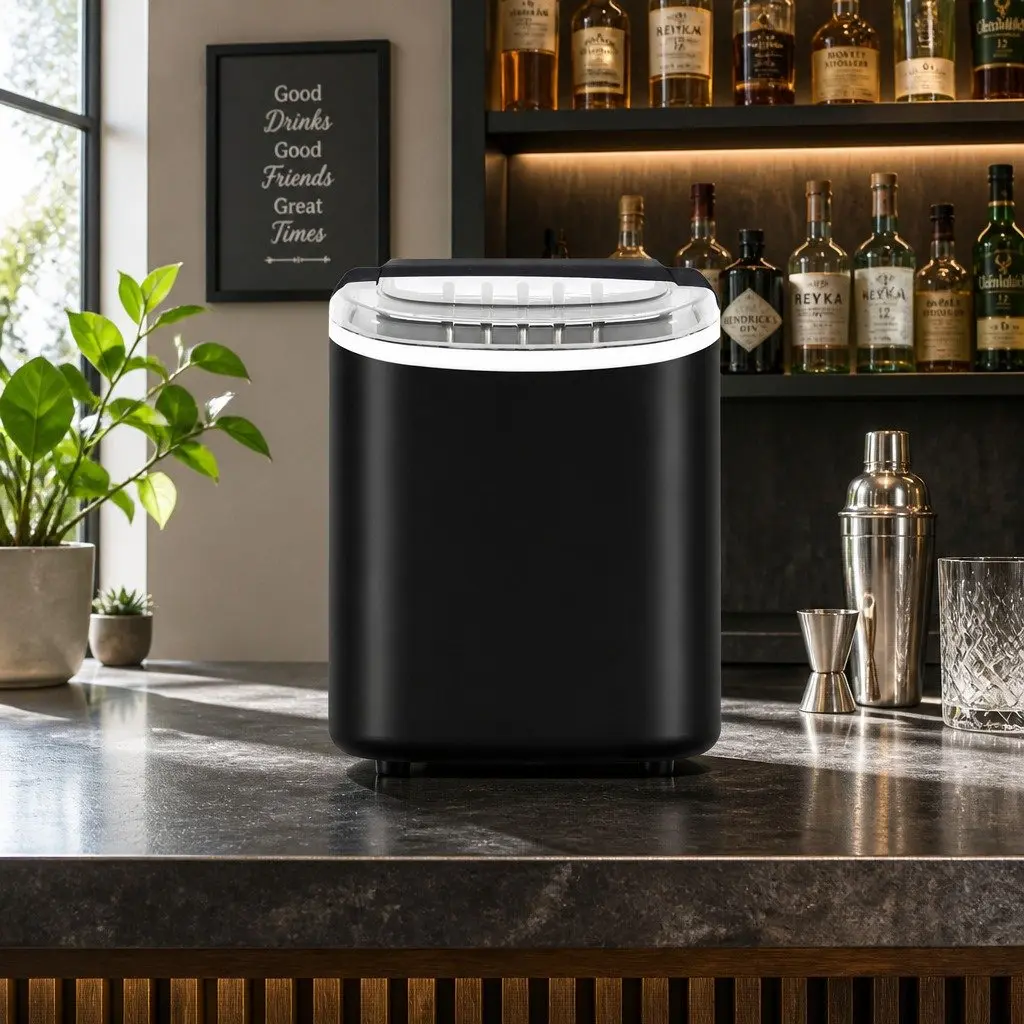 Portable Ice Maker Machine Compact Ice Cube Maker 12kg Black