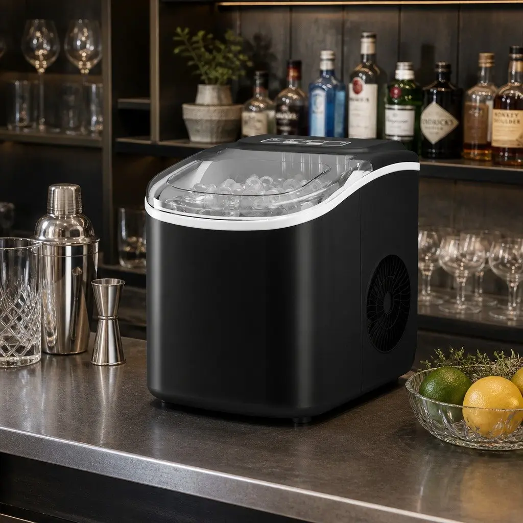 Portable Ice Maker Machine Compact Ice Cube Maker 12kg Black