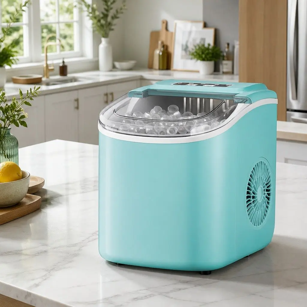 Countertop Ice Maker Machine Green Compact Bullet Ice Cubes 12kg Daily Production