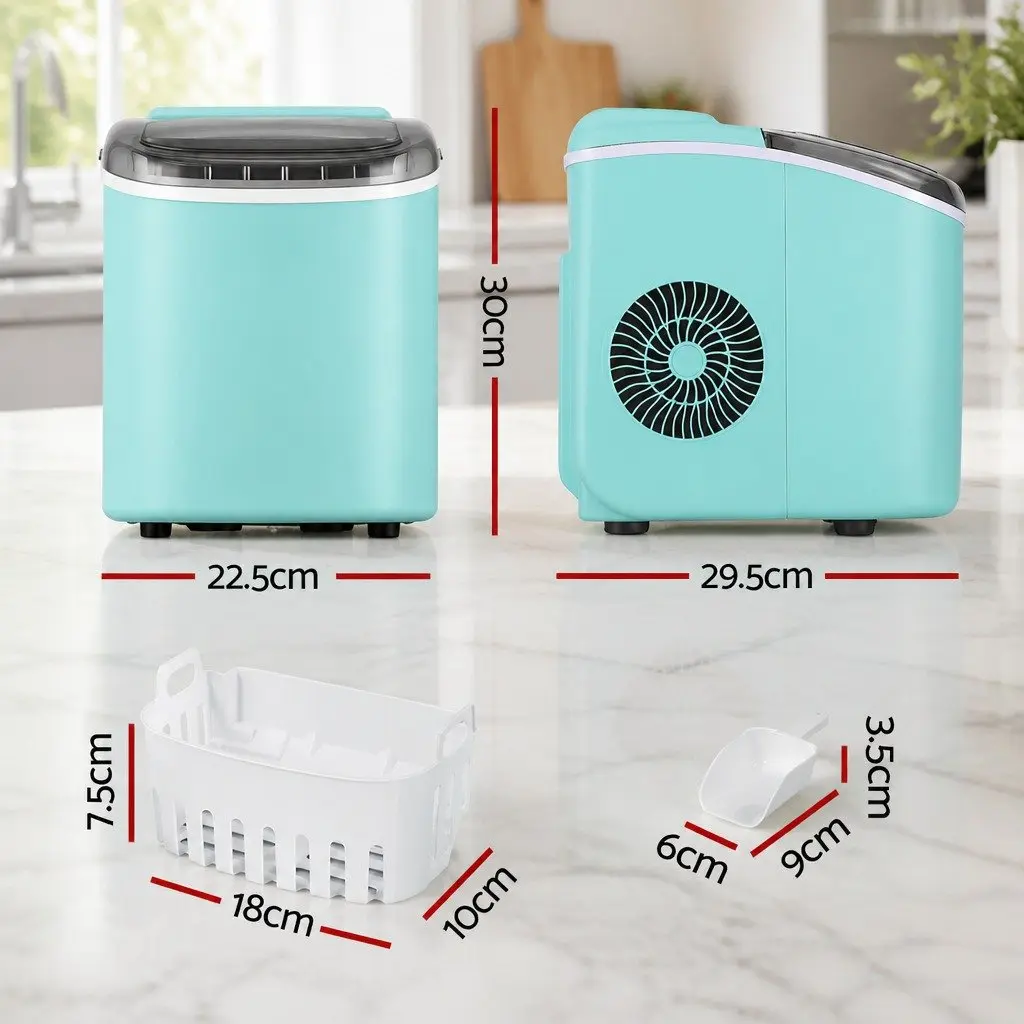 Countertop Ice Maker Machine Green Compact Bullet Ice Cubes 12kg Daily Production