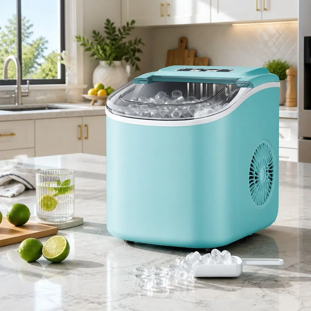 Countertop Ice Maker Machine Green Compact Bullet Ice Cubes 12kg Daily Production