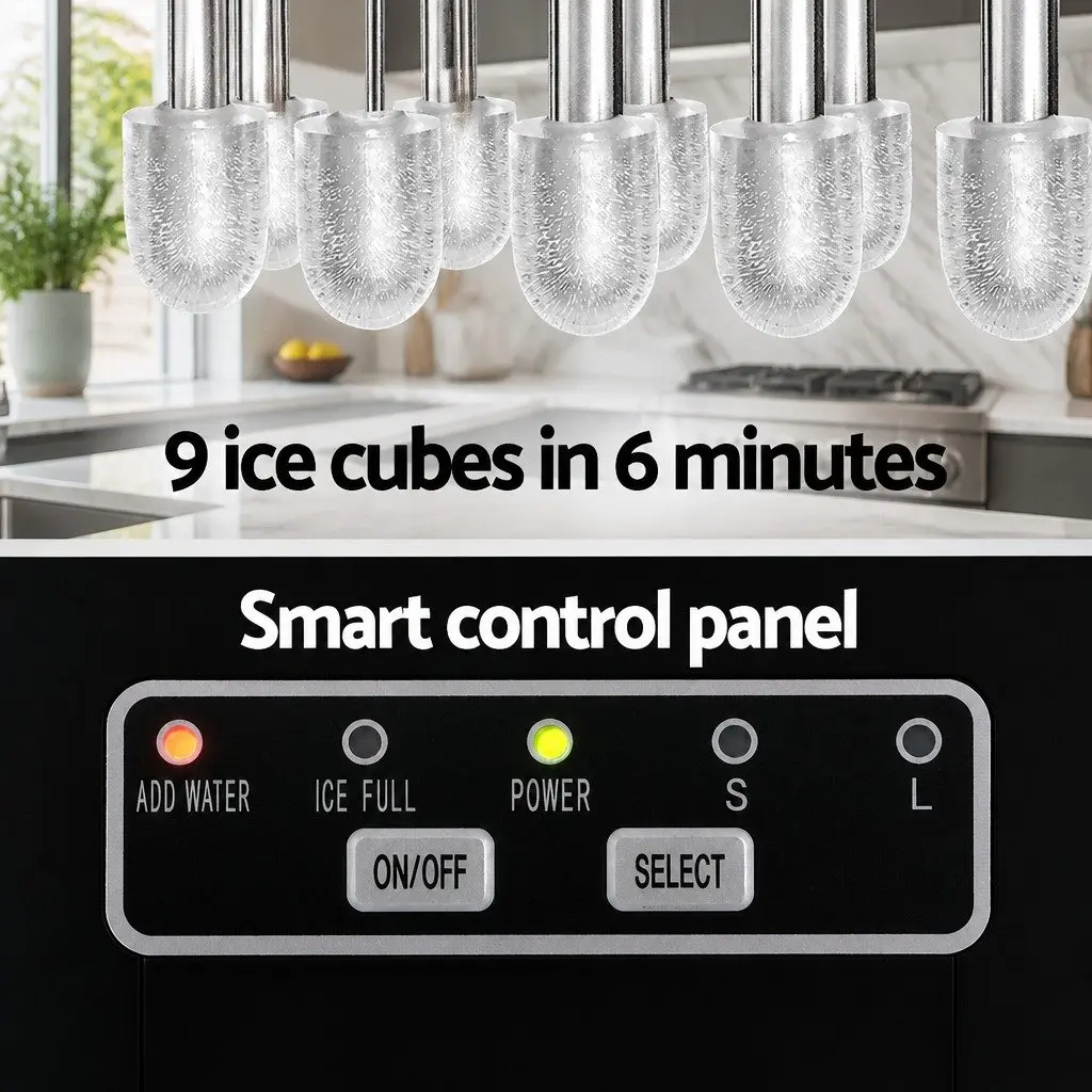 Ice Maker Machine Portable Countertop 12kg Daily Capacity Silver