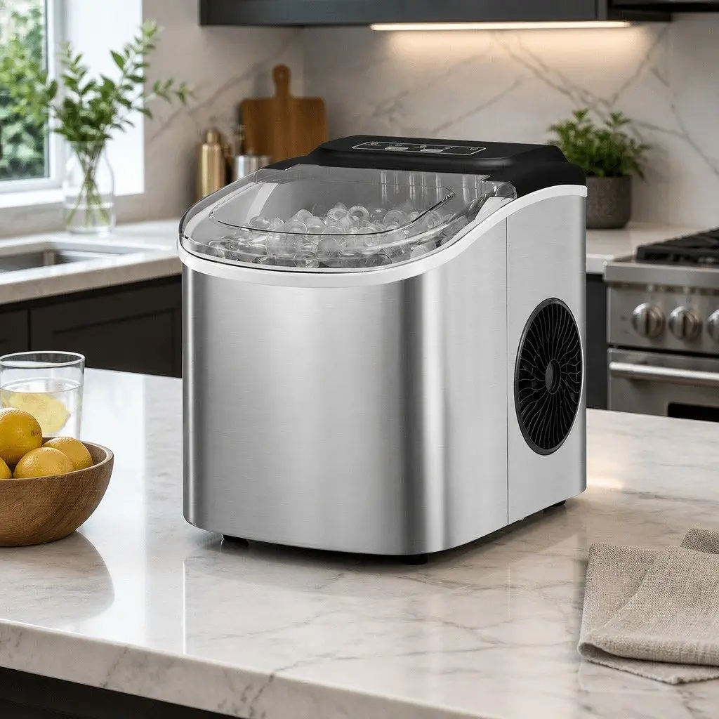 Ice Maker Machine Portable Countertop 12kg Daily Capacity Silver