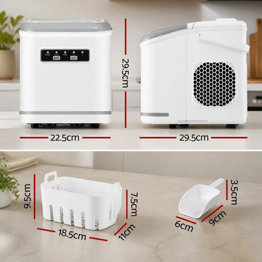 Ice Maker Machine Portable Countertop Self Cleaning 12kg Daily Production White