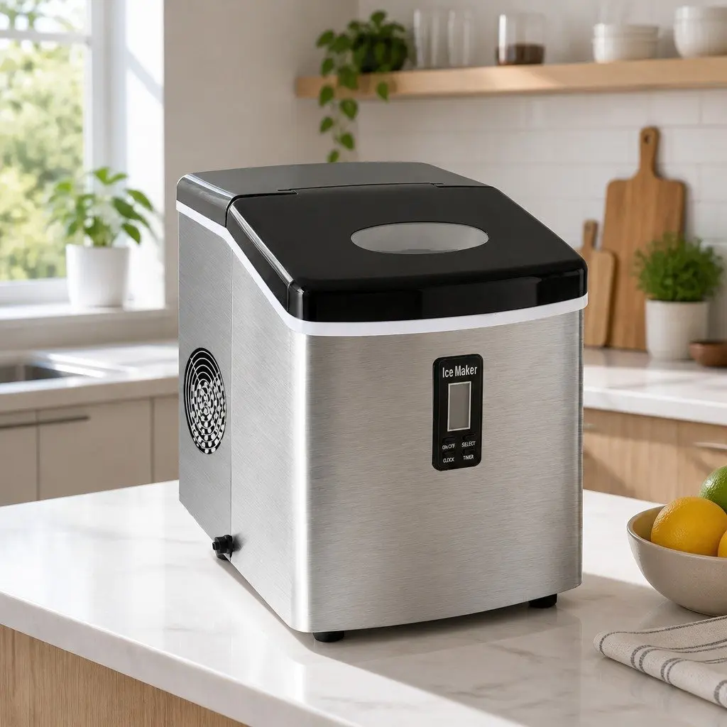 Ice Maker Machine Portable Countertop 15kg Silver Compact