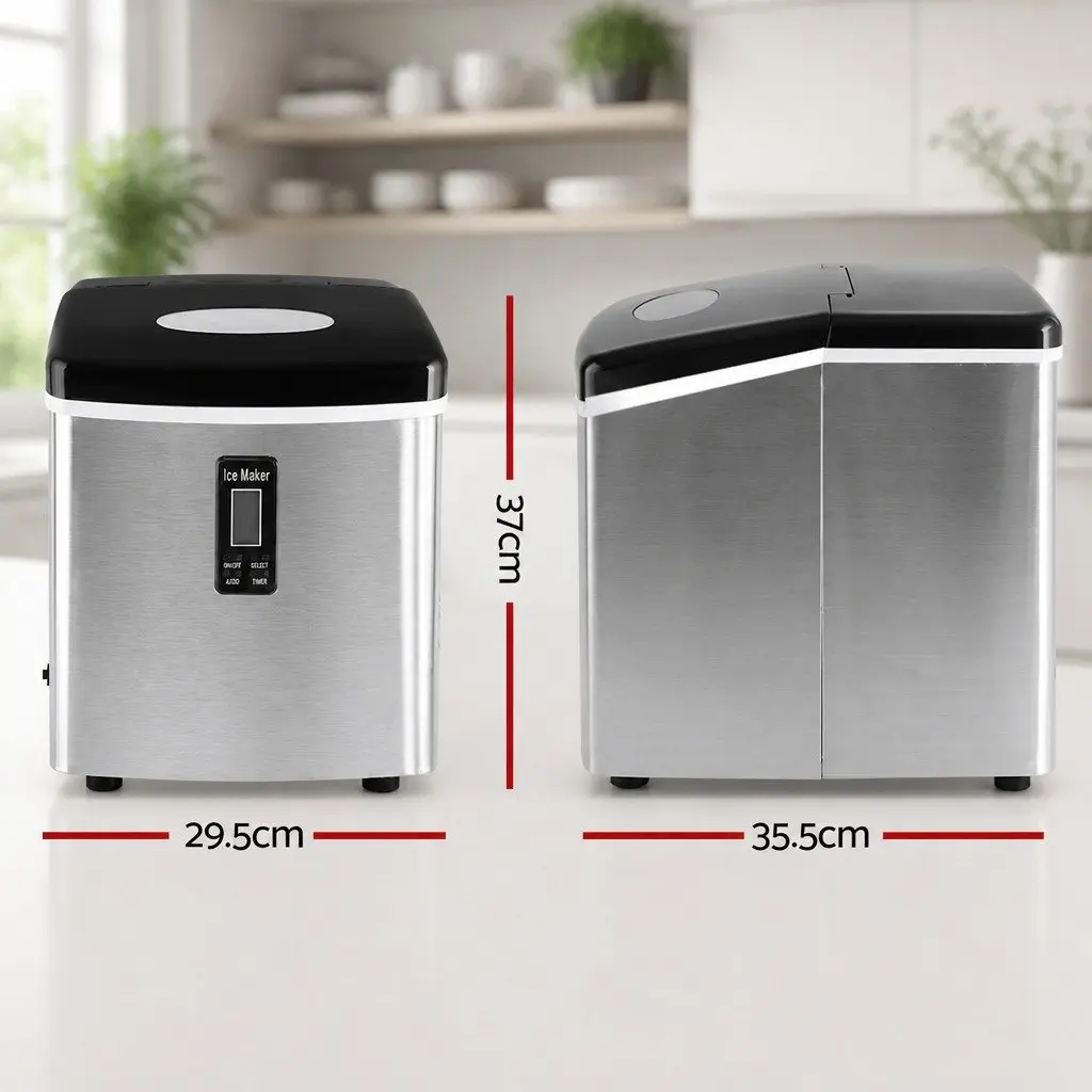 Ice Maker Machine Portable Countertop 15kg Silver Compact