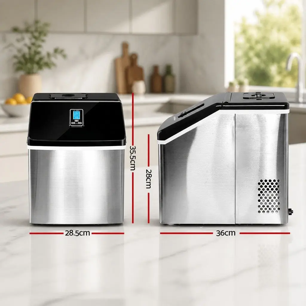 Countertop Ice Maker Silver Compact Portable 18kg Daily Production