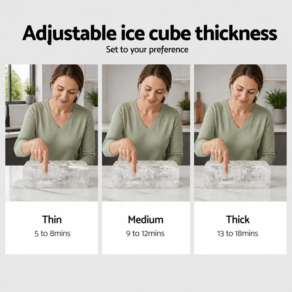 Countertop Ice Maker Silver Compact Portable 18kg Daily Production