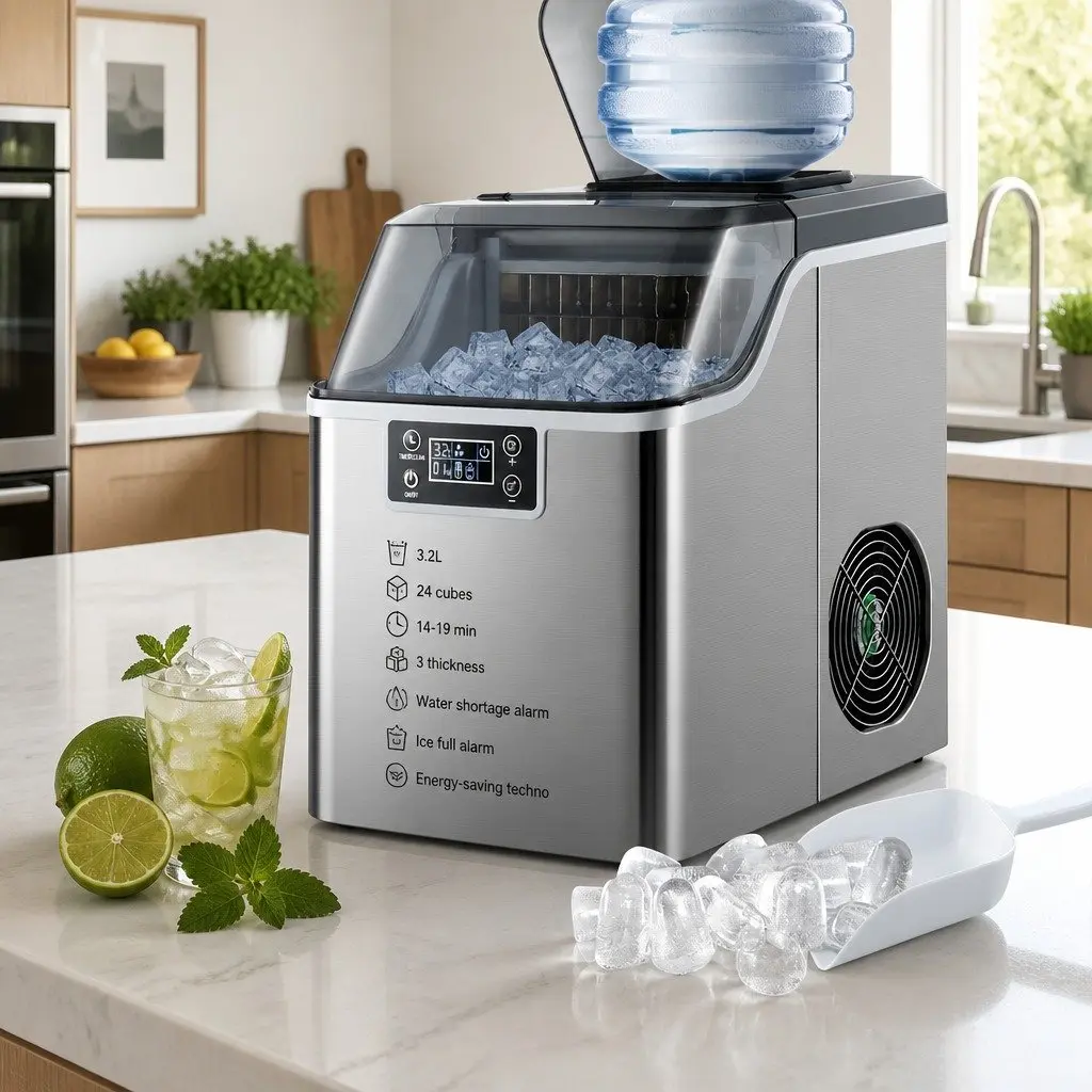 Ice Maker Machine Portable Countertop Ice Maker 3.2L Silver Quick Freezing