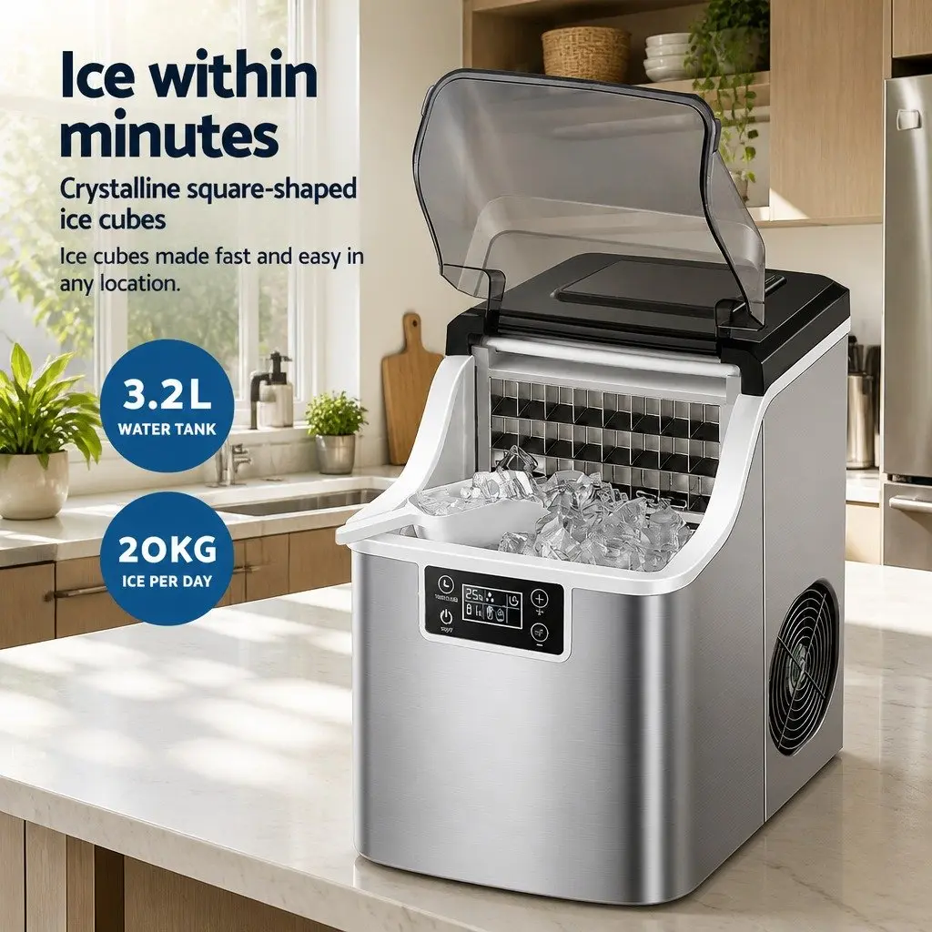 Ice Maker Machine Portable Countertop Ice Maker 3.2L Silver Quick Freezing
