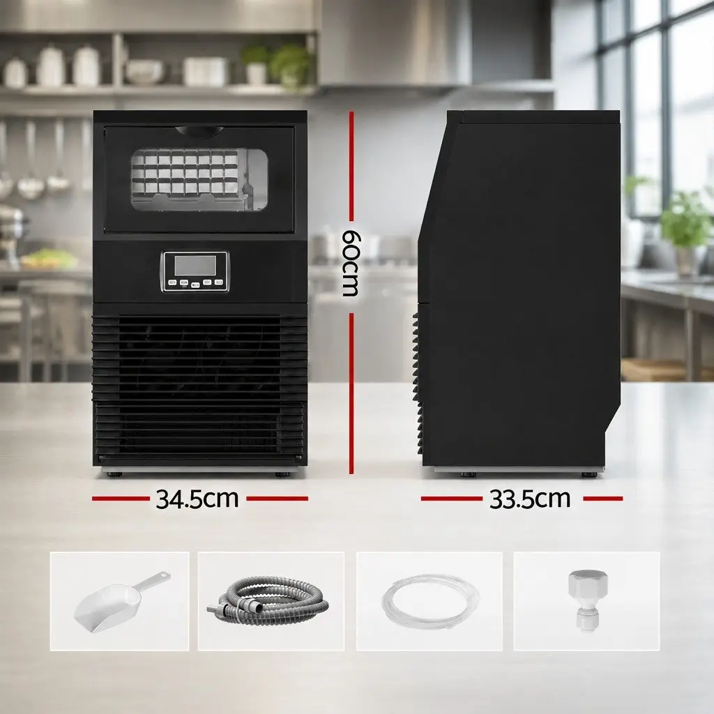 Commercial Ice Maker Machine 30kg Black Kitchen Appliance