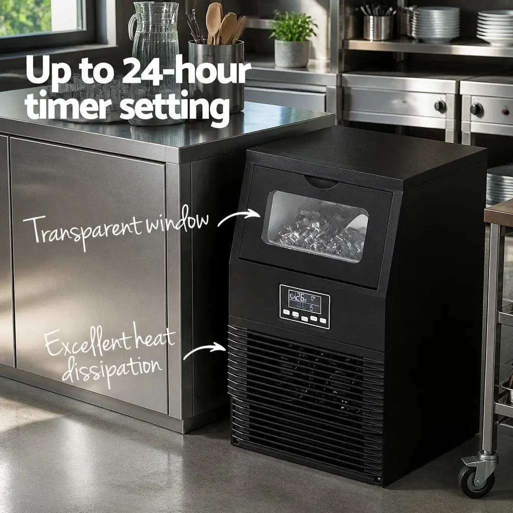 Commercial Ice Maker Machine 30kg Black Kitchen Appliance