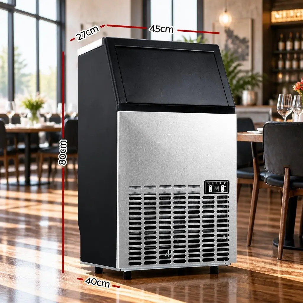 Commercial Ice Maker Machine 45-60kg Daily Capacity Silver Stainless Steel