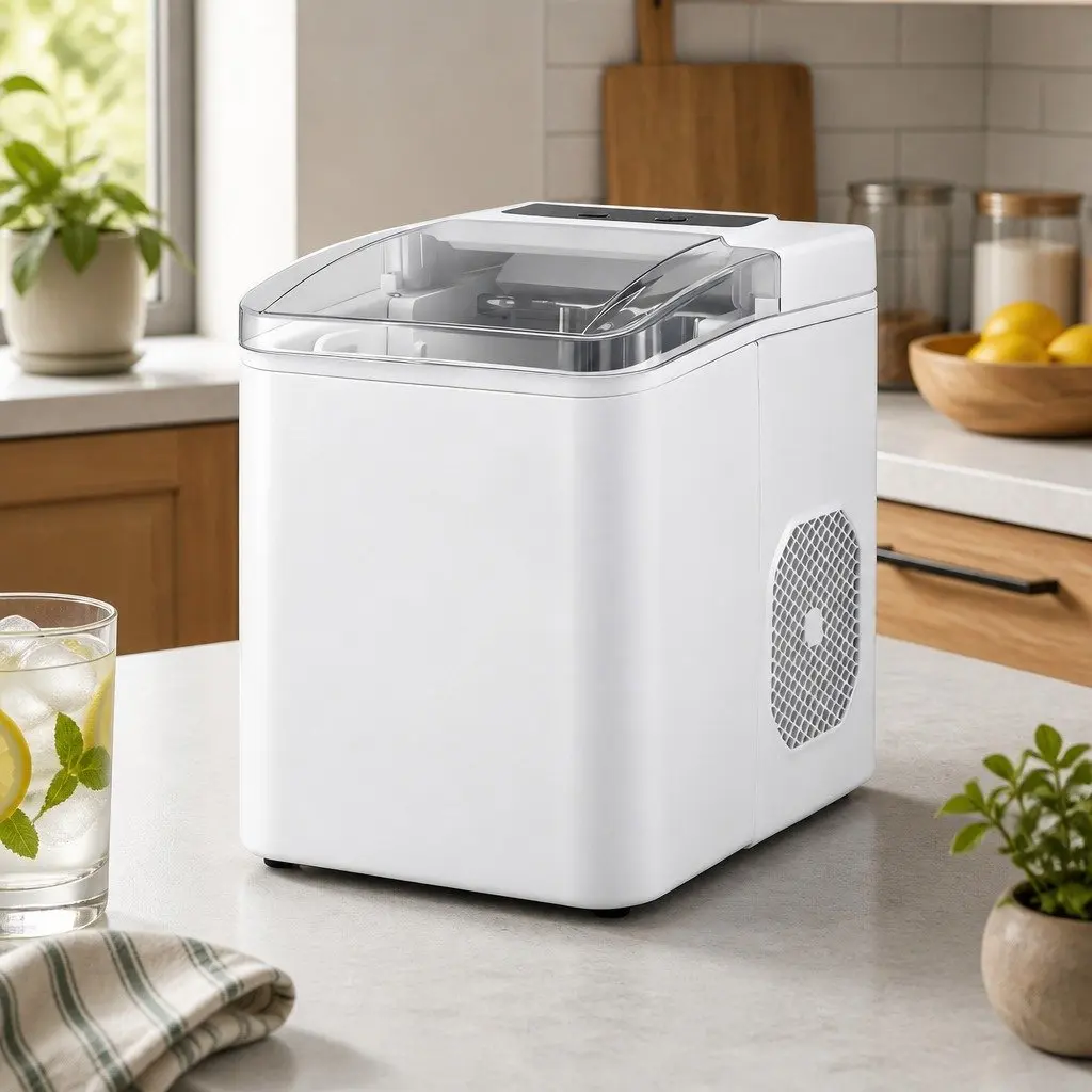 Portable Ice Maker Machine Countertop 12kg Daily Capacity Self Cleaning White