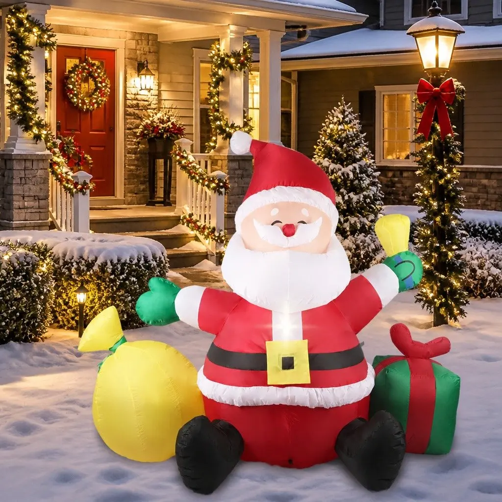 Christmas Inflatable Outdoor Decoration Self-Inflate LED Lights 240cm x 120cm x 180cm