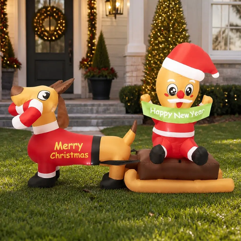 Inflatable Decoration Christmas Self-Inflating 2.1M Multicolour LED Lights Outdoor Indoor