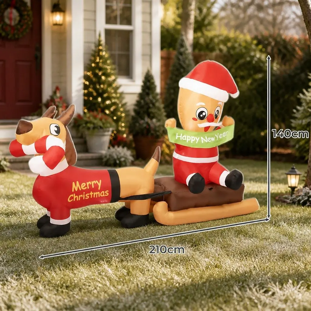 Inflatable Decoration Christmas Self-Inflating 2.1M Multicolour LED Lights Outdoor Indoor