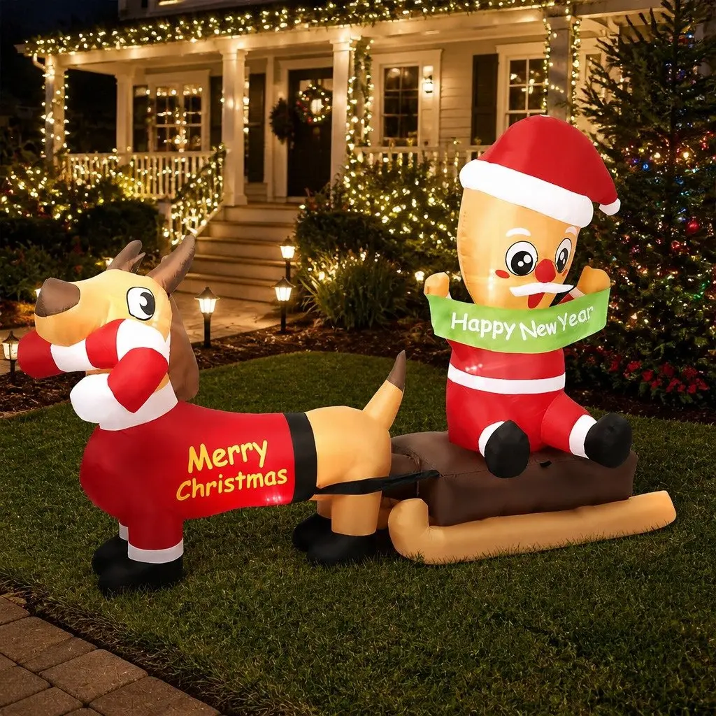 Inflatable Decoration Christmas Self-Inflating 2.1M Multicolour LED Lights Outdoor Indoor