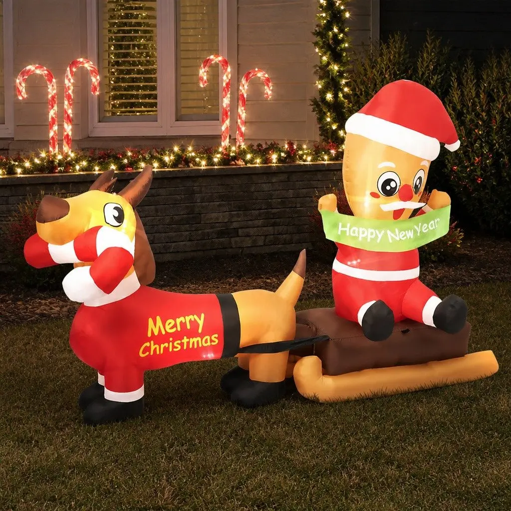 Inflatable Decoration Christmas Self-Inflating 2.1M Multicolour LED Lights Outdoor Indoor