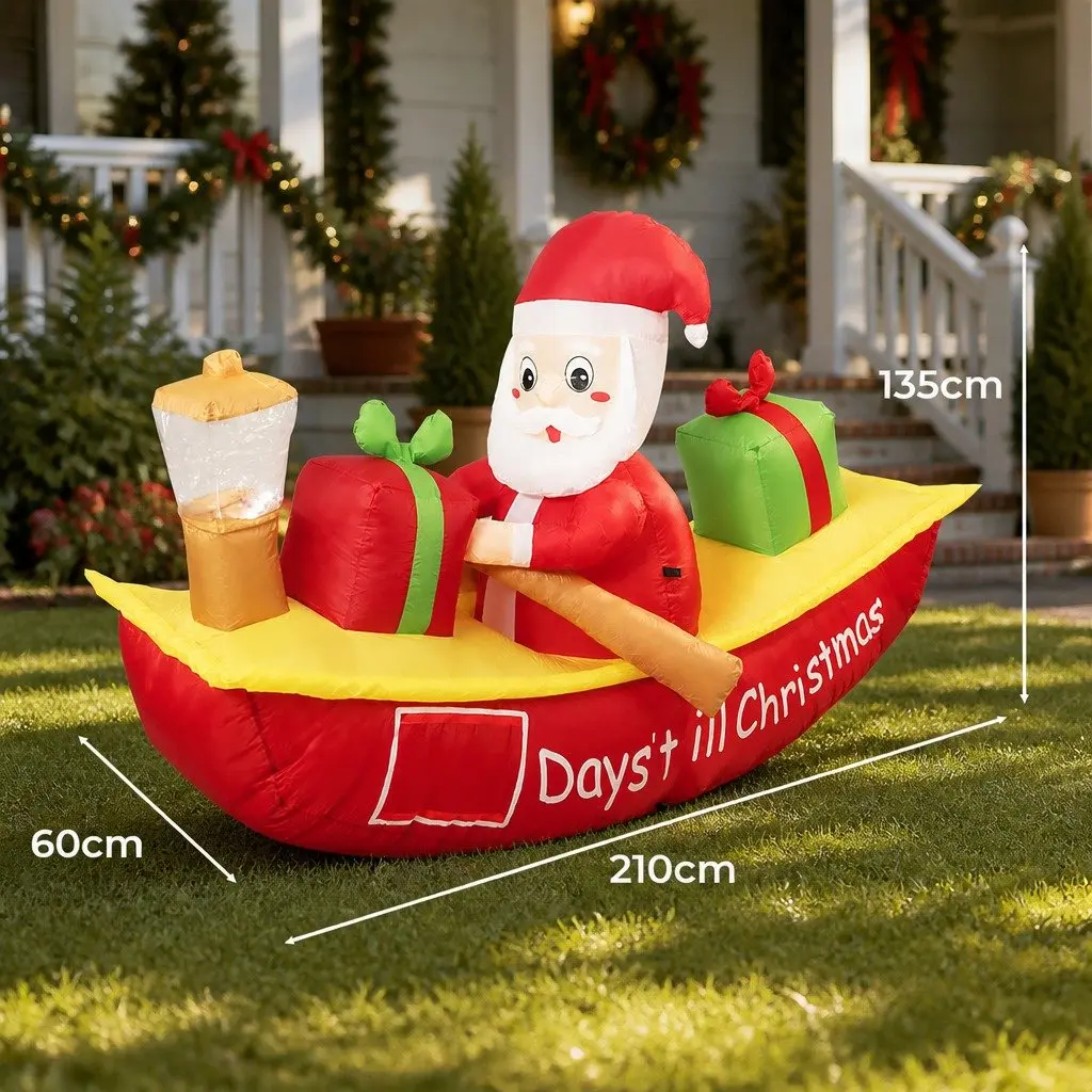 Inflatable Christmas Decoration LED Light Up Santa Claus 2.1m Multicolour Indoor Outdoor