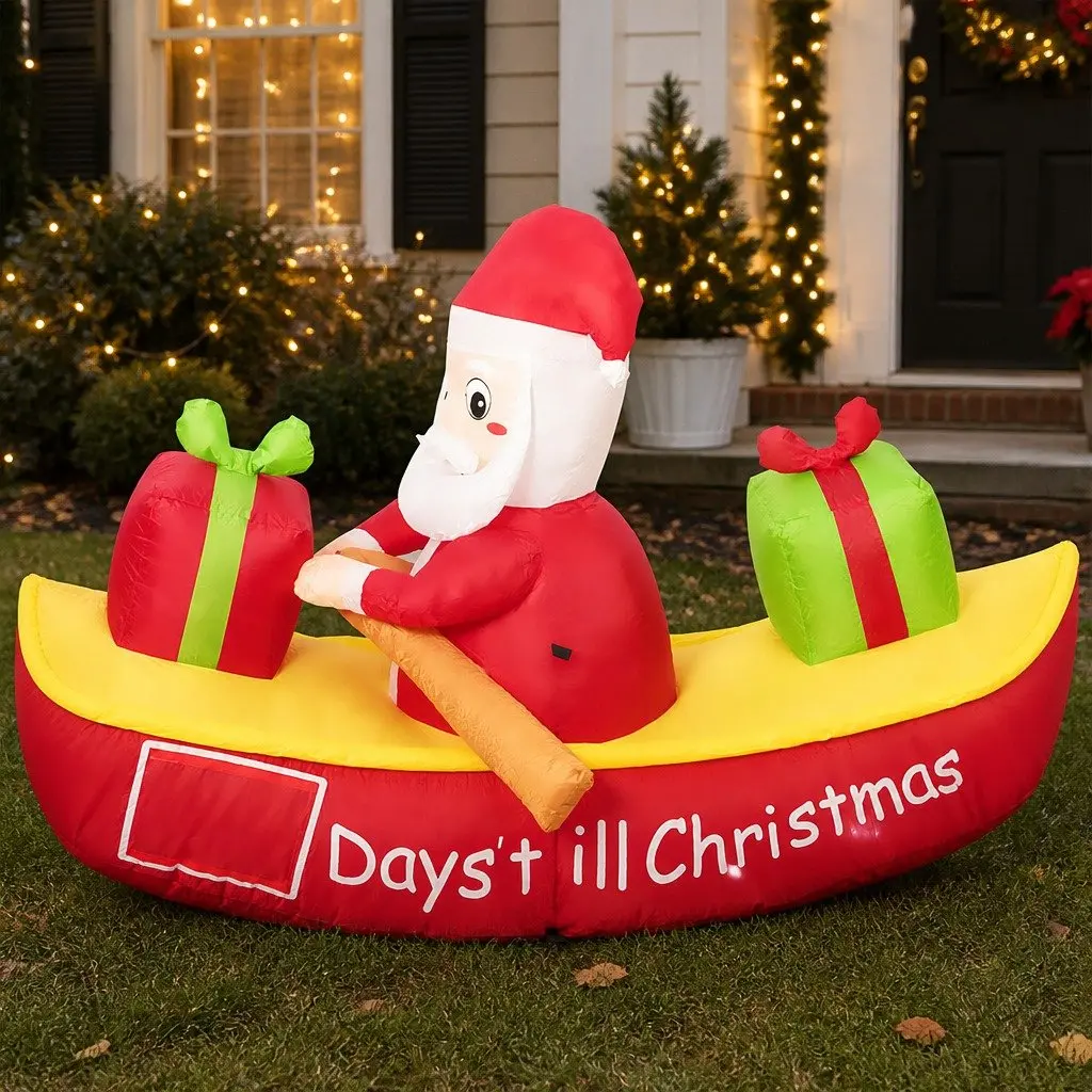 Inflatable Christmas Decoration LED Light Up Santa Claus 2.1m Multicolour Indoor Outdoor