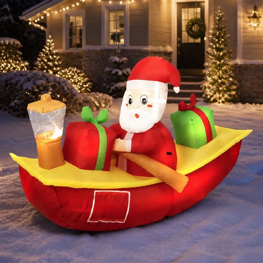Inflatable Christmas Decoration LED Light Up Santa Claus 2.1m Multicolour Indoor Outdoor