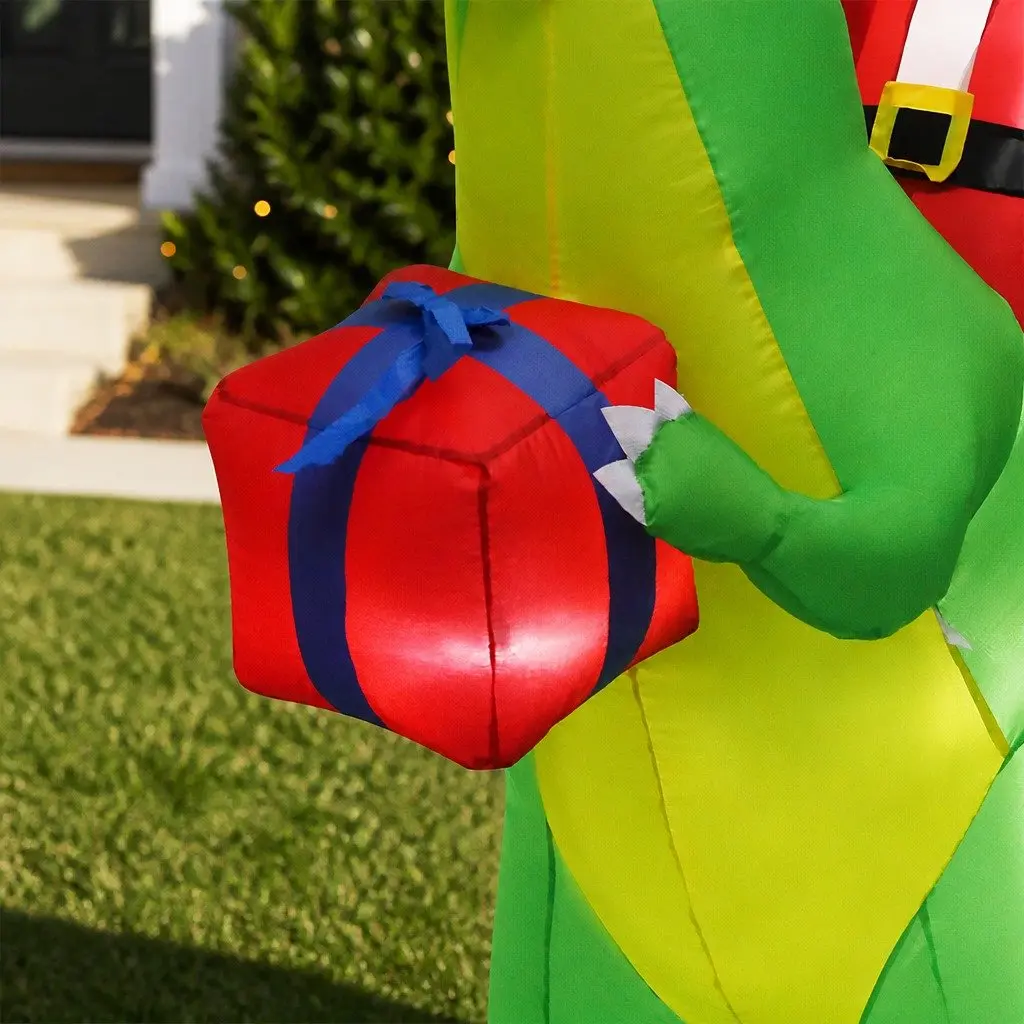 Christmas Dinosaur Inflatable Outdoor Decoration 1.75M Multicolour