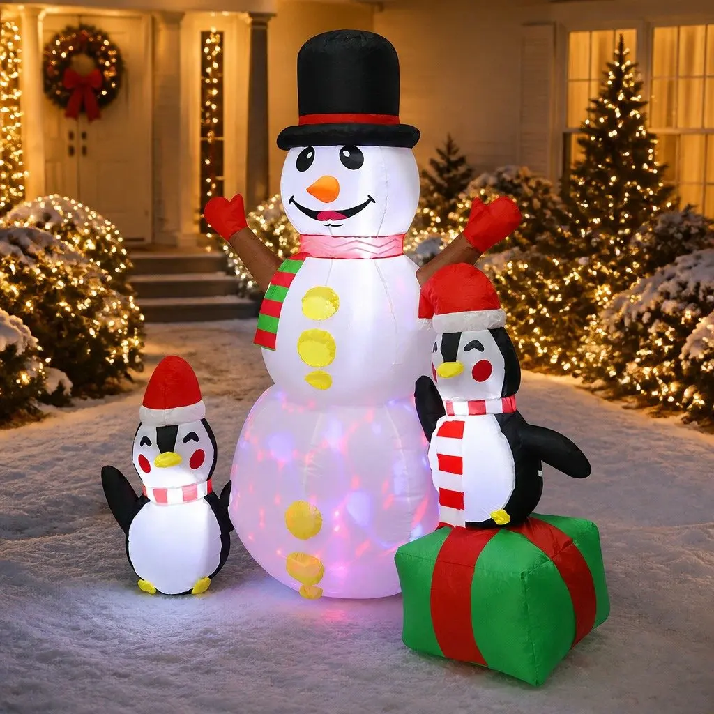 Inflatable Christmas Snowman 1.8M Outdoor Garden Holiday Decoration Multi-color with LED Lights