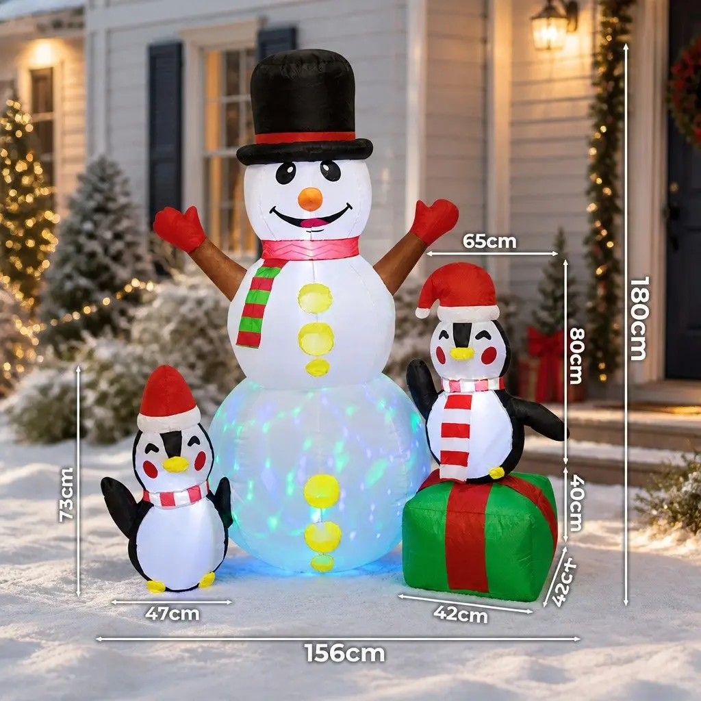 Inflatable Christmas Snowman 1.8M Outdoor Garden Holiday Decoration Multi-color with LED Lights
