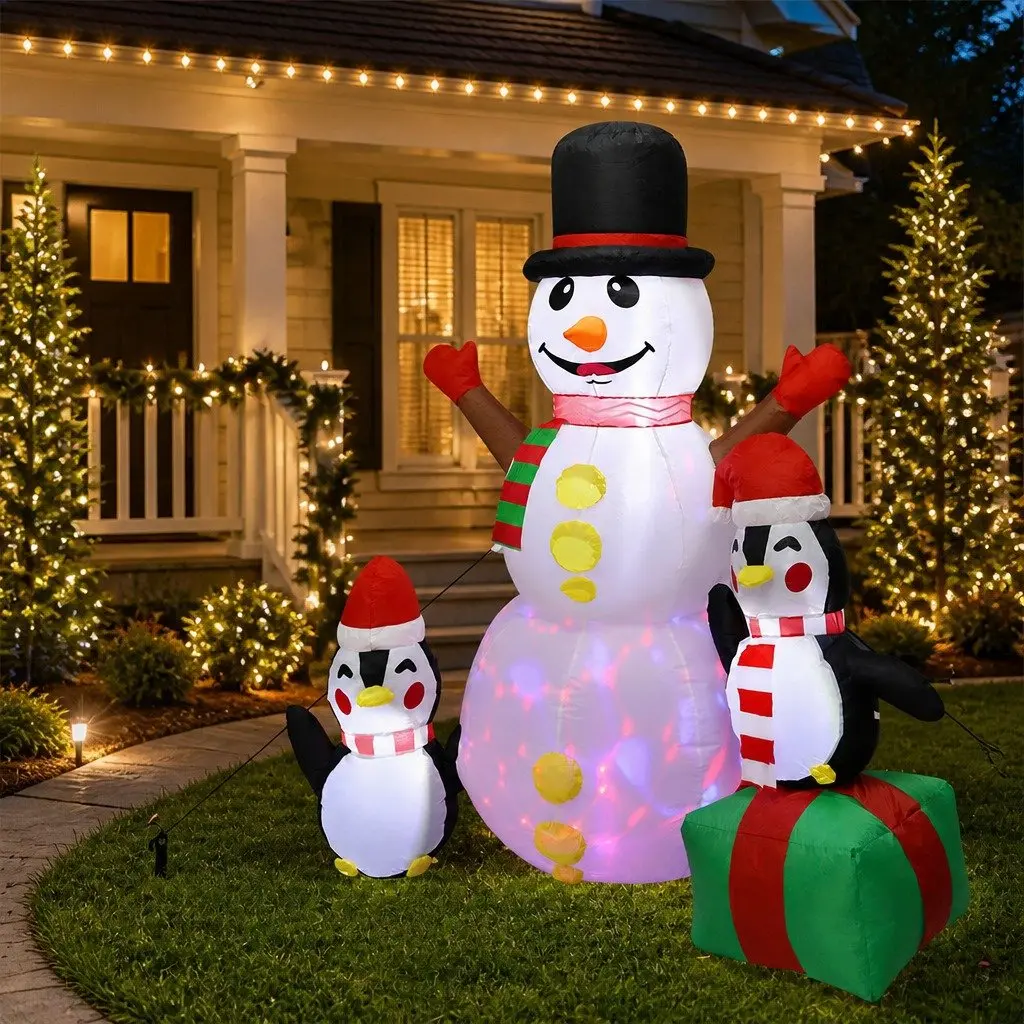 Inflatable Christmas Snowman 1.8M Outdoor Garden Holiday Decoration Multi-color with LED Lights