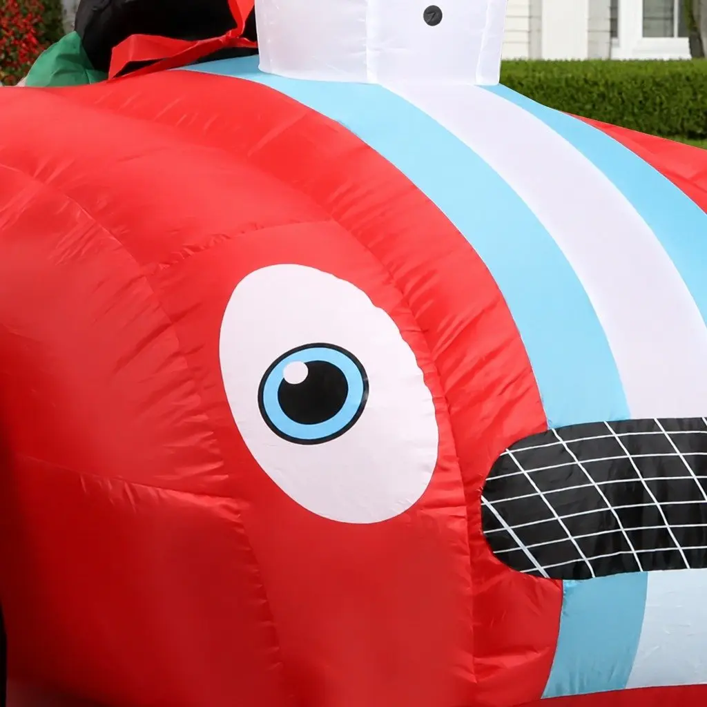 Inflatable Christmas Decoration Santa Racing Sleigh Car 2.4M Multi-color LED Outdoor
