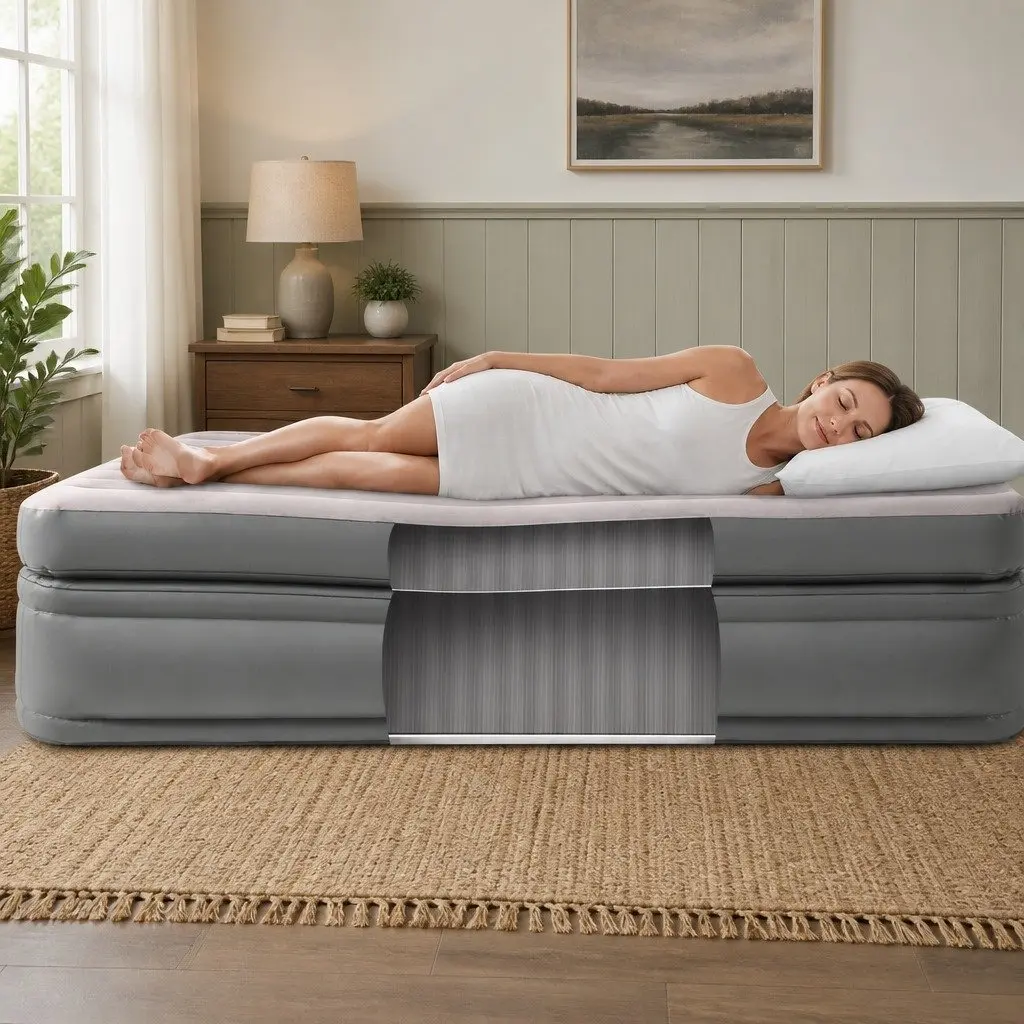 Queen Elevated Airbed Fiber-Tech Inflatable Mattress Indoor Sleeping Portable 152 cm x 203 cm x 42 cm
