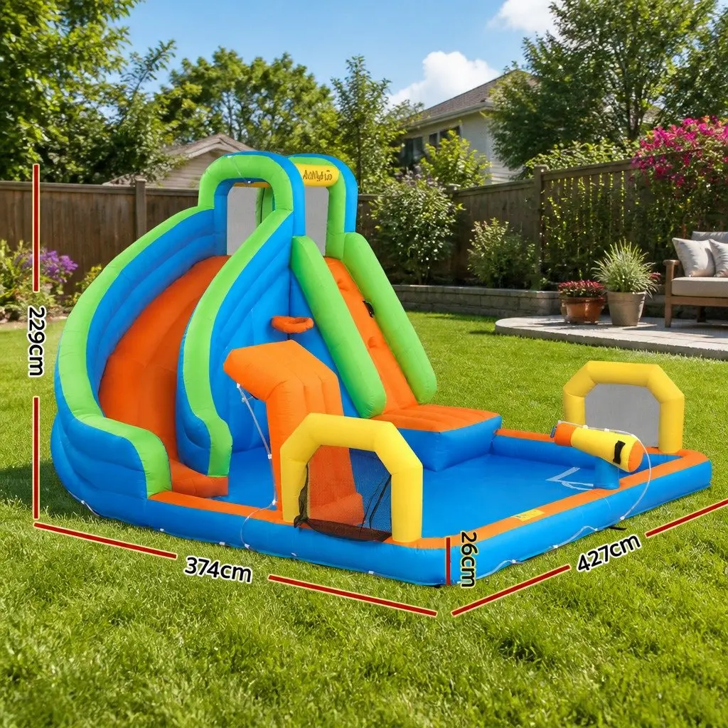 Kids Inflatable Water Park Slide Splash Castle Outdoor Play 427x374cm Multicolor