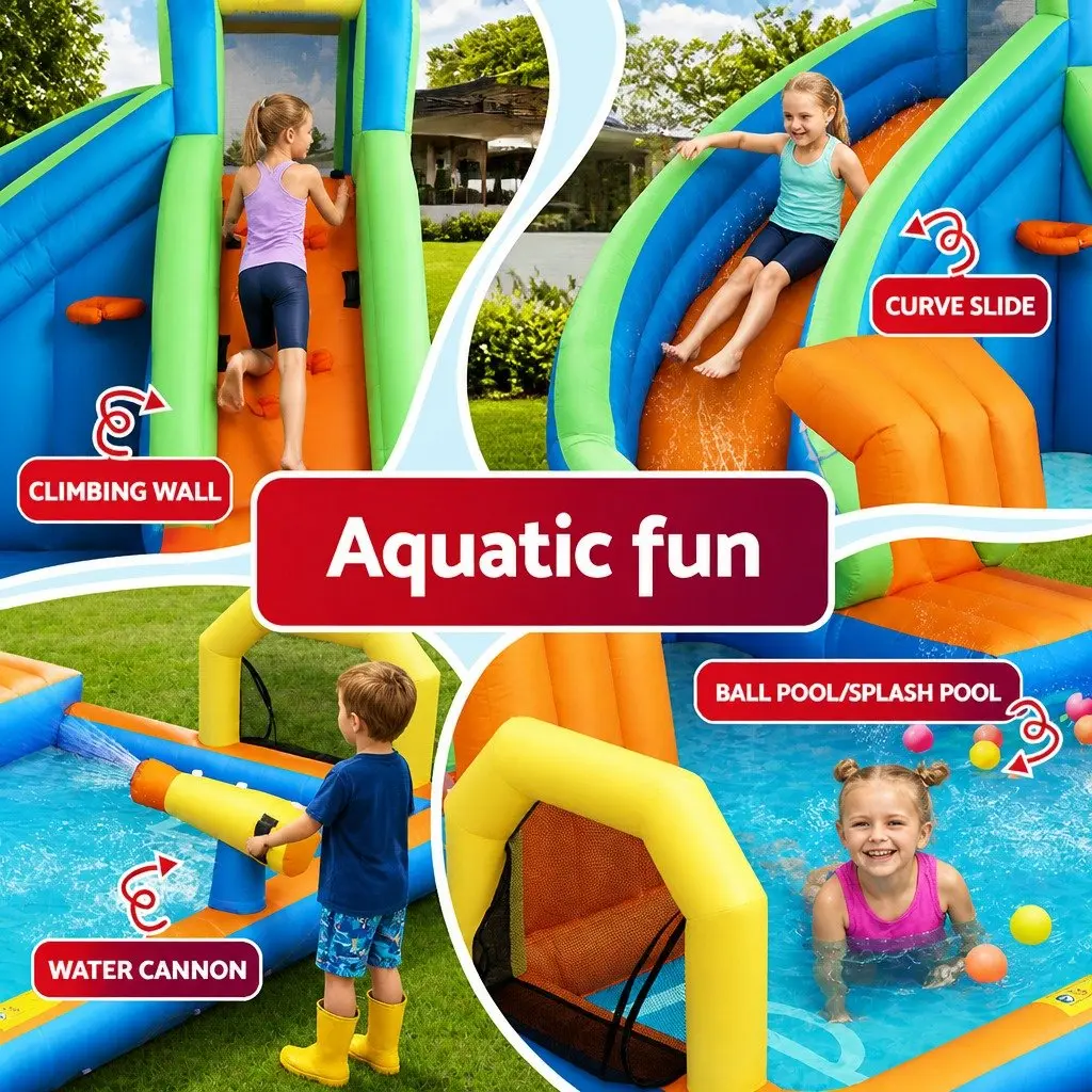 Kids Inflatable Water Park Slide Splash Castle Outdoor Play 427x374cm Multicolor