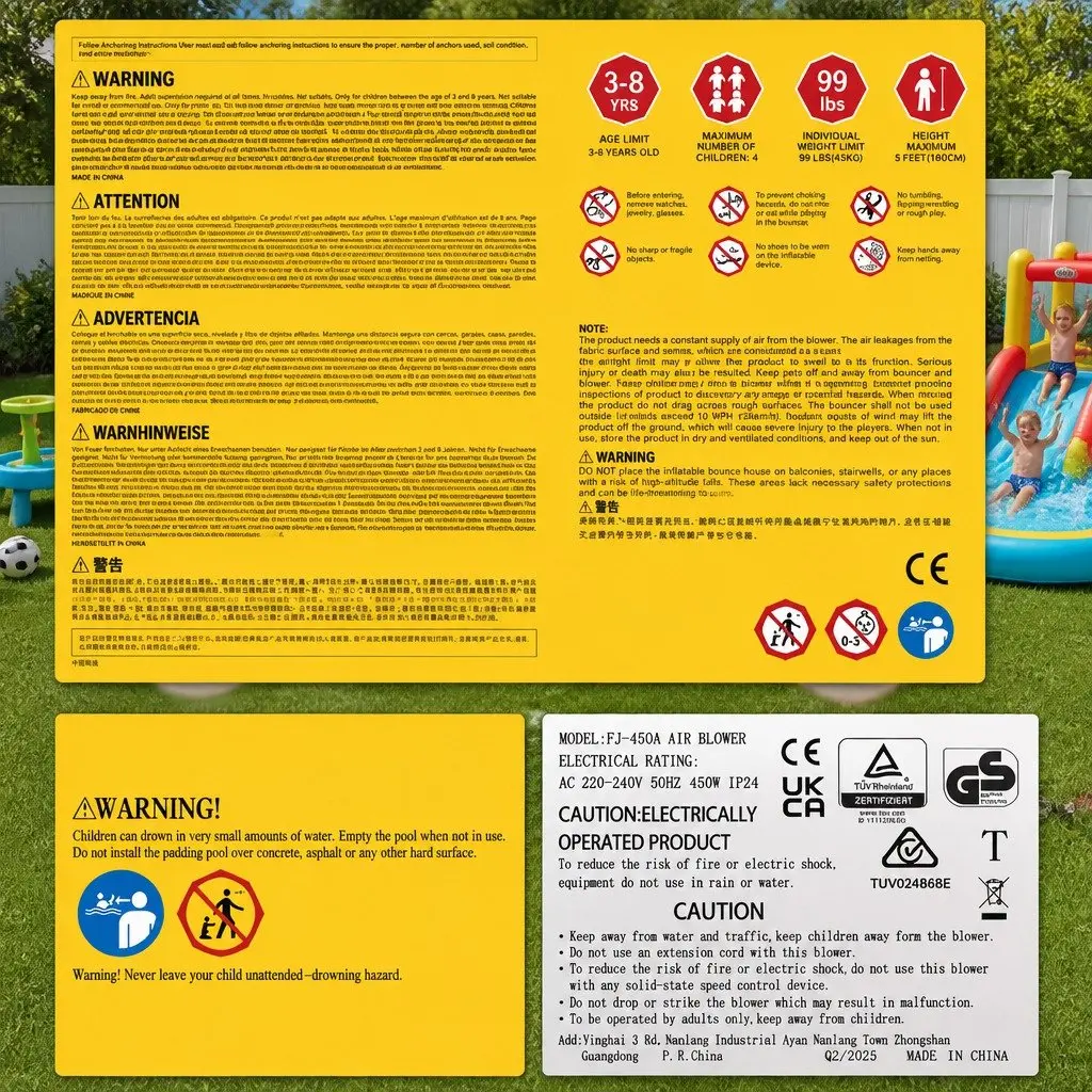 Kids Inflatable Water Park Slide Splash Castle Outdoor Play 427x374cm Multicolor