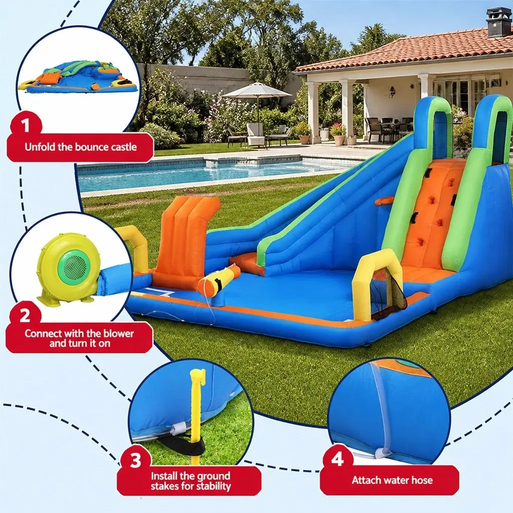 Kids Inflatable Water Park Slide Splash Castle Outdoor Play 427x374cm Multicolor