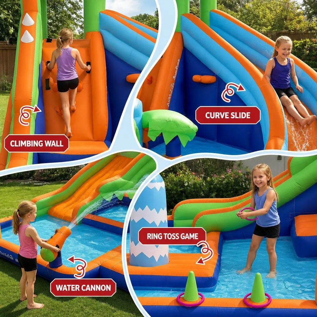 Kids Inflatable Water Park Outdoor Play 465cm Multicolour