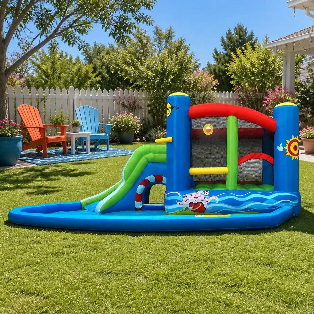 Inflatable Water Slide Bouncer Castle Outdoor Pool Water Park 480cm L Multicoloured