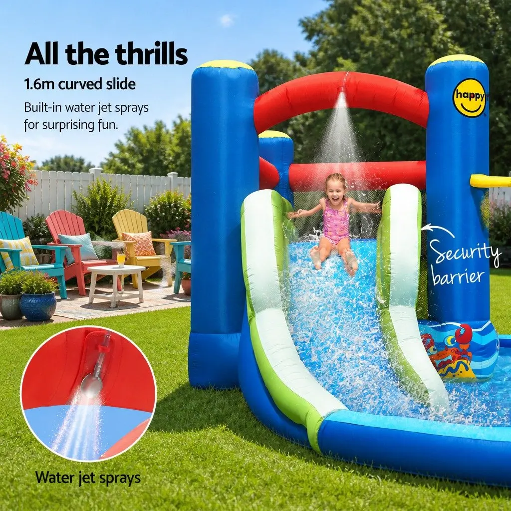 Inflatable Water Slide Bouncer Castle Outdoor Pool Water Park 480cm L Multicoloured