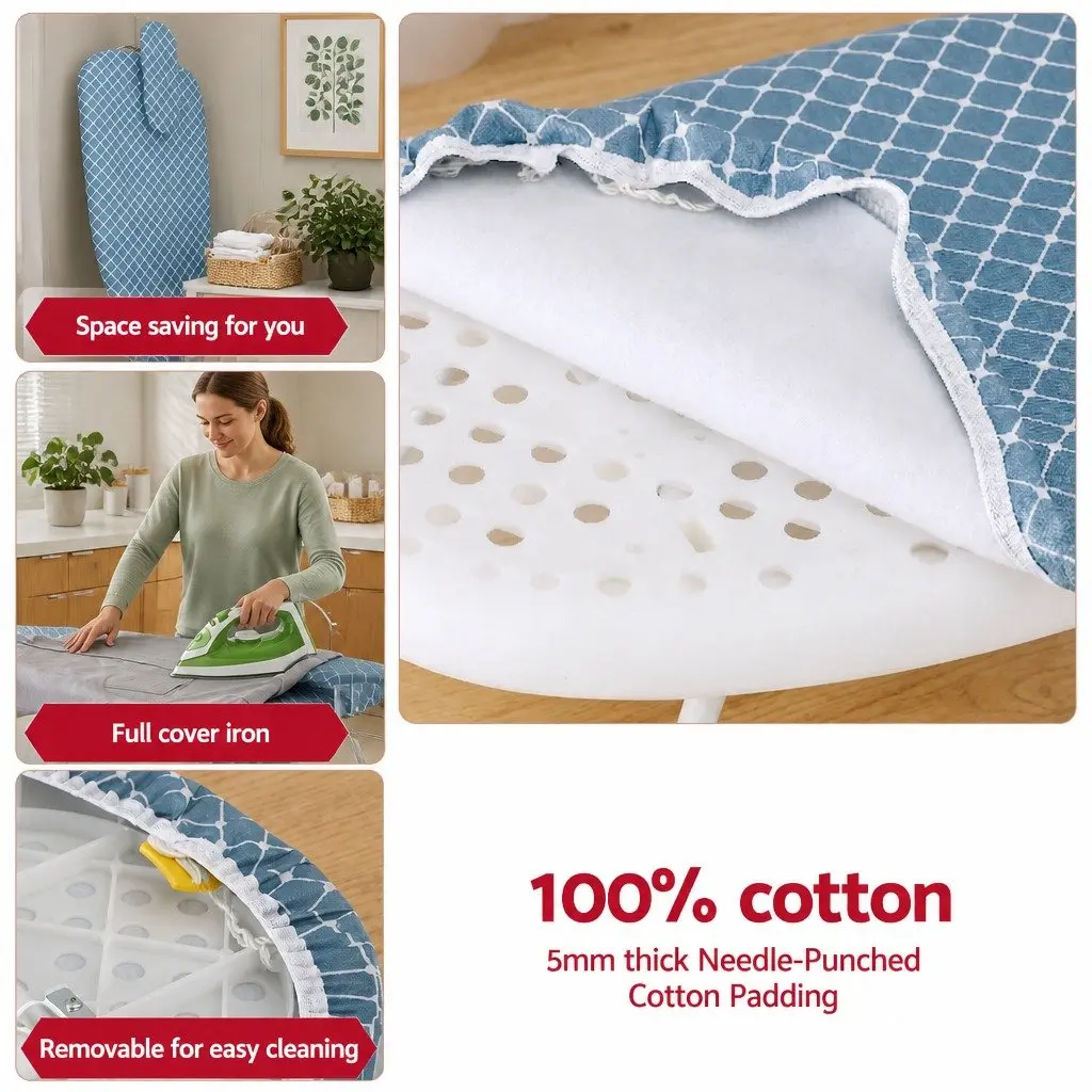 Tabletop Ironing Board Compact Folding Portable Sleeve Board White Blue