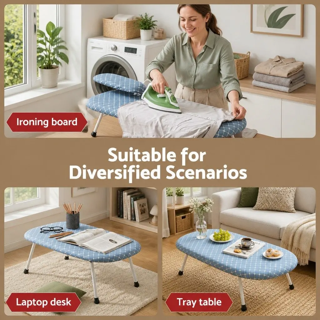 Tabletop Ironing Board Compact Folding Portable Sleeve Board White Blue